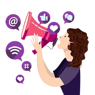 Woman with megaphone